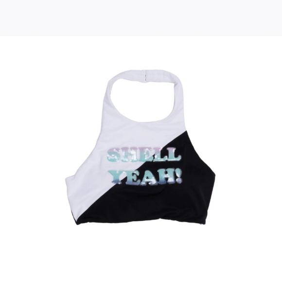 Victoria secret- 2016 Color Block High Neck "Shell Yeah" Swim Top-M - Picture 2 of 3